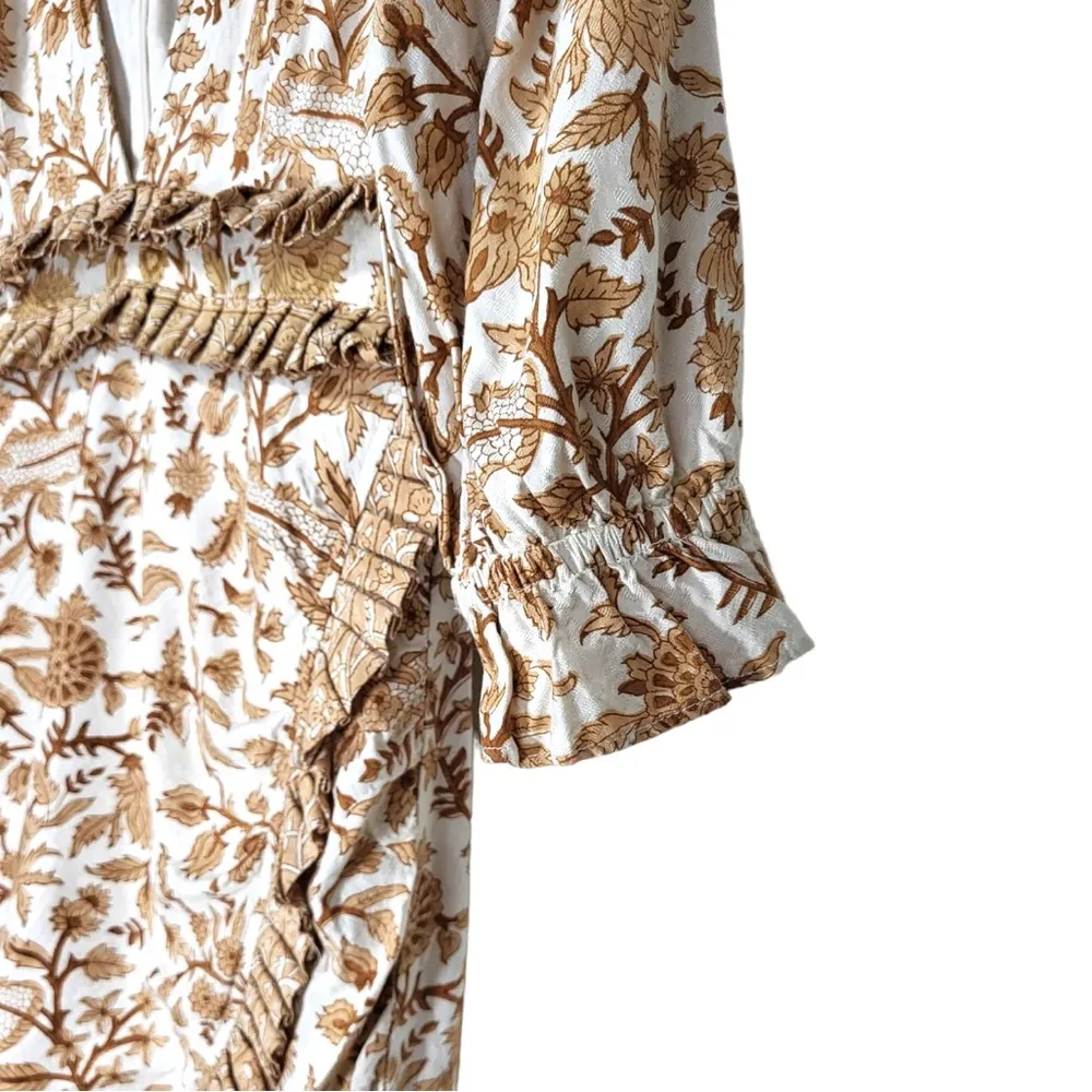 x Revolve Victoria Floral Deep V Faux Wrap Mini Dress in Autumn Block - Image 9