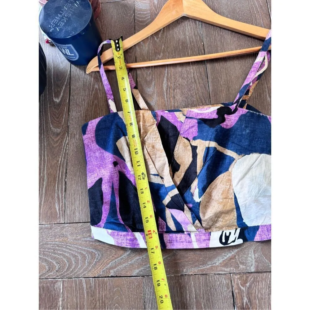 Banana Republic Printed Cross-Front Cropped Cotton Poplin Tank Top Size 4 - Image 9