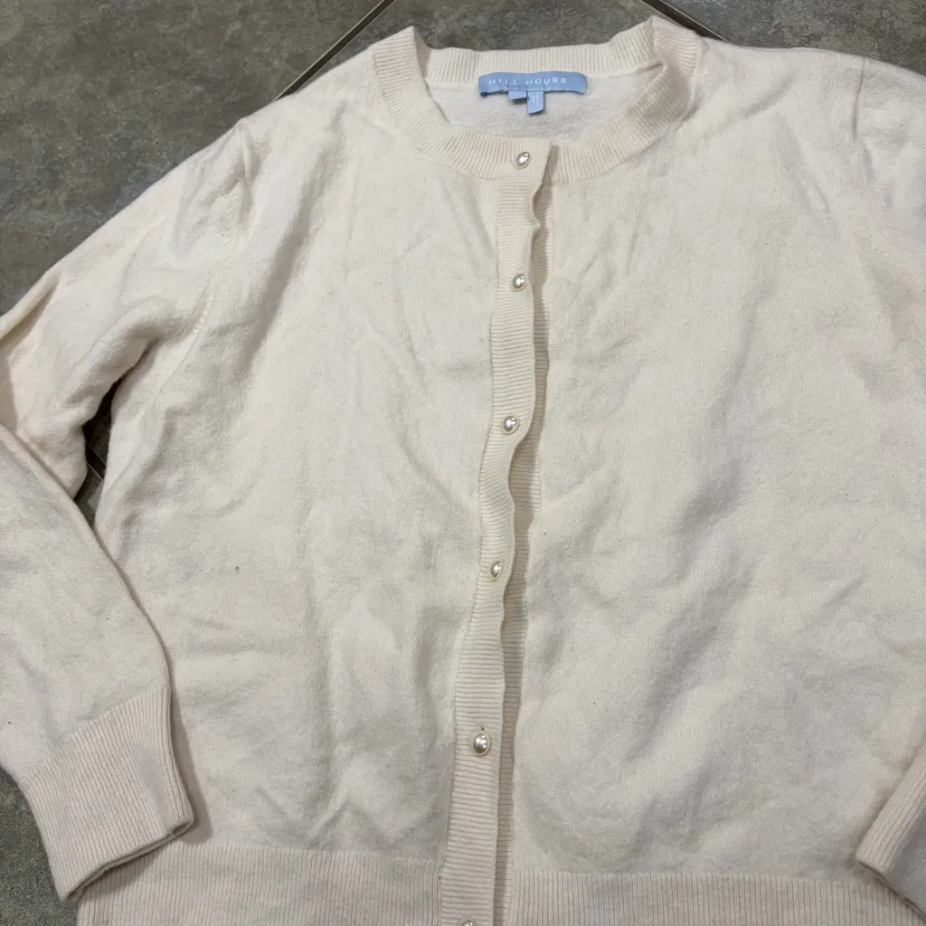Hill House Home Audrey 100% Merino Wool Crème Cardigan Tank Set Sz L Old Money - Image 6