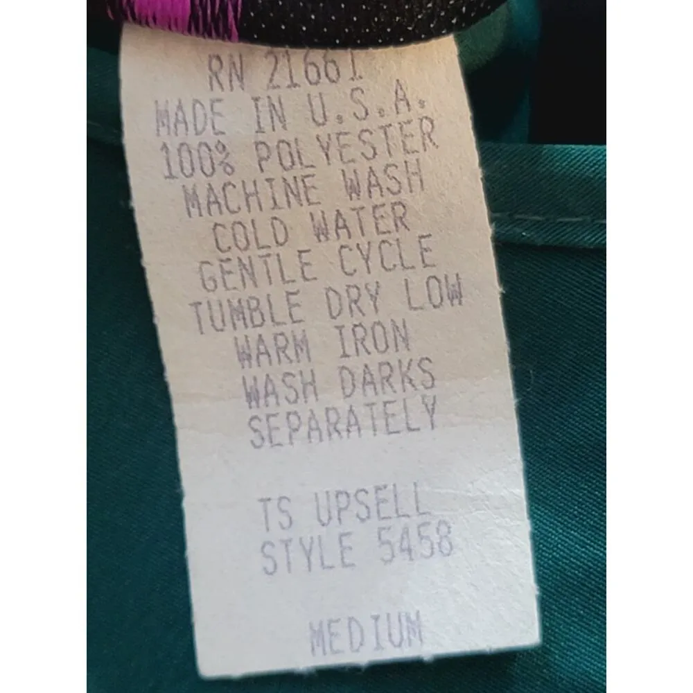 Maggie Sweet 3 Piece Suit Women's Medium Green Floral Long Sleeve Straight Leg - Image 5