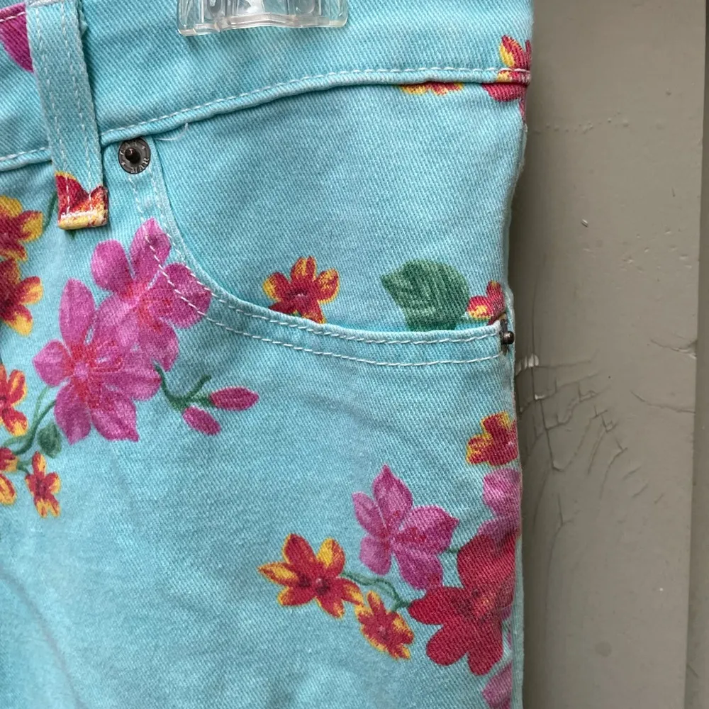 Carmar Aqua Floral Stretch Lowrise Jeans Size 29 Blue - Image 5