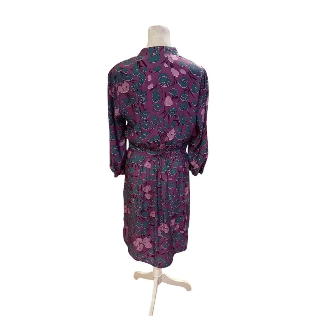 Sax Fifth Avenue Purple Floral Silk Midi Dress XS Vintage Party - Image 10