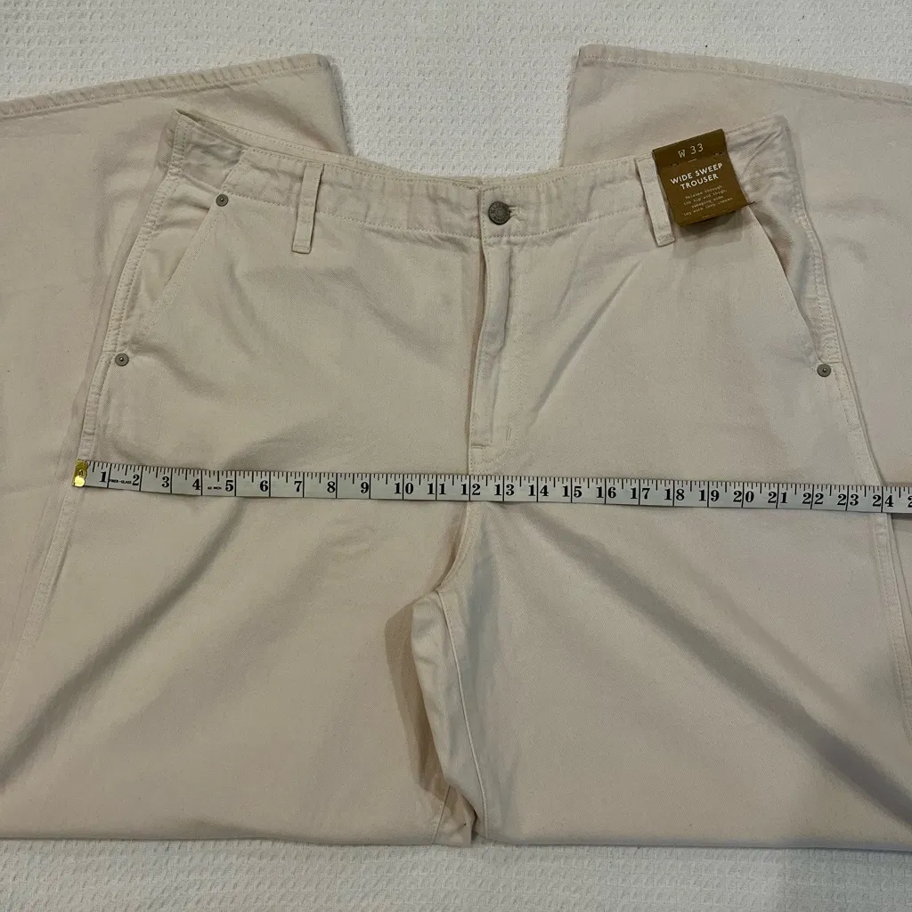 NWT Madewell Wide Sweep Trousers Wide Leg Cream Denim Jeans Size 33 FLAW - Image 8