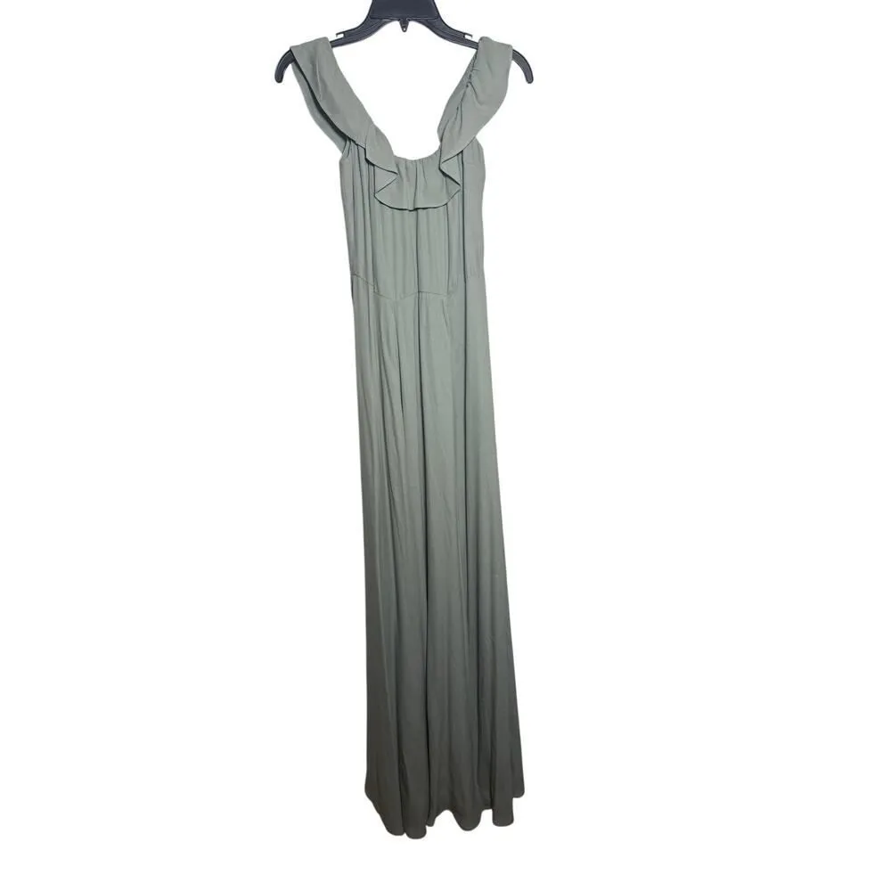 Reformation Verbena Off-Shoulder Maxi Dress – Sage Green, Women’s Size 4 - Image 3