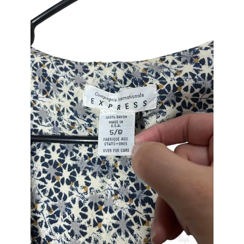 Vintage Express Floral Print Vneck Wrap Dress Sleeveless Maxi Size 5/6 - Image 7