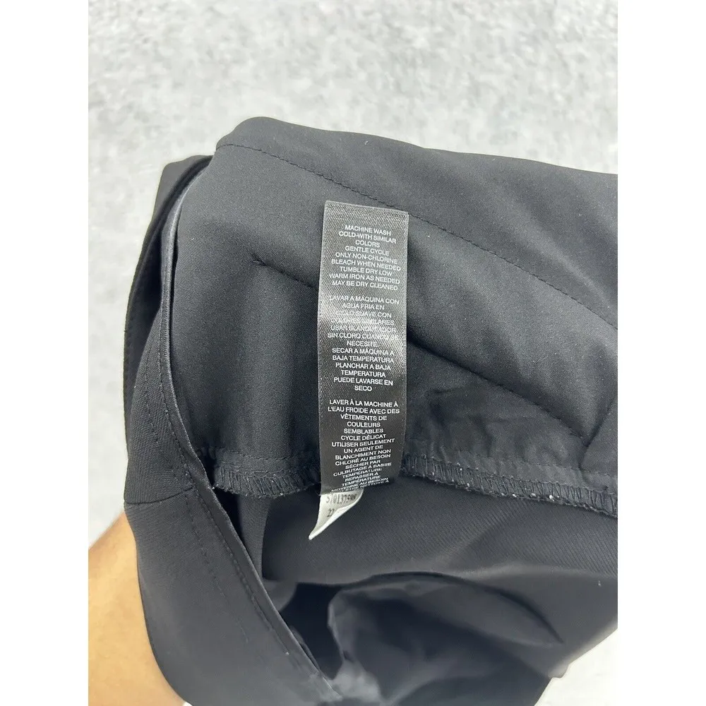 WHBM Women's Cropped Pants Solid Black Size 14 Straight Leg Slash Pockets Crease - Image 3