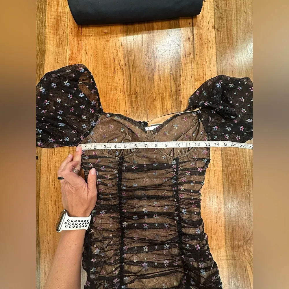 Blue Blush Black Floral Mesh Dress - Image 13