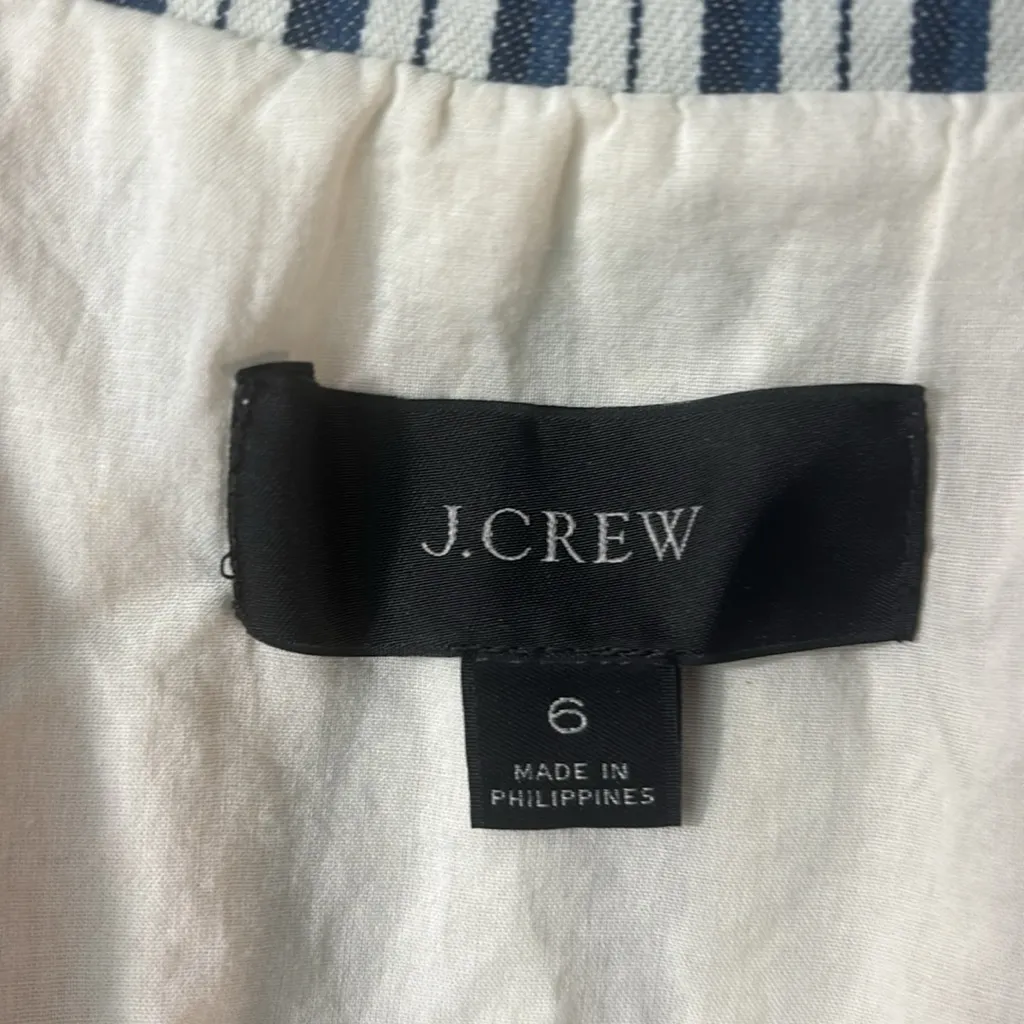 J Crew Classic Willa Blazer white/blue stripe size 6. EUC. Coastal Preppy Office - Image 3