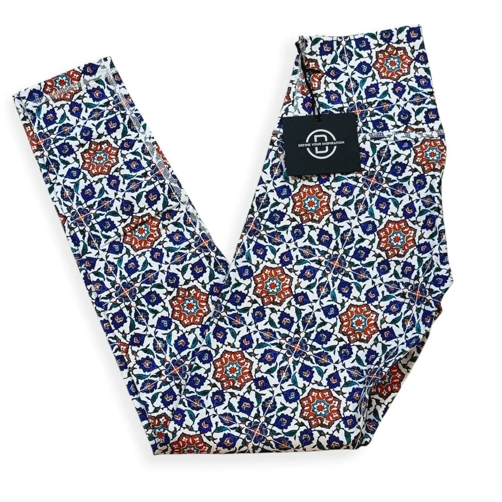 DYI S Signature Tight Tile Multi Printed Floral Vines HighRise Leggings Workout - Image 3