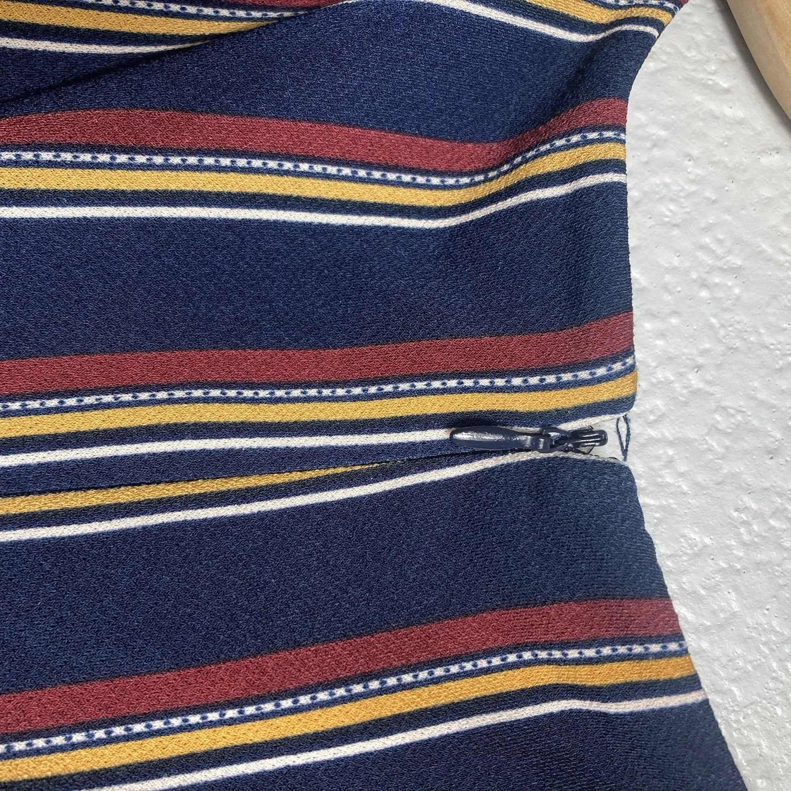 Womens Jumpsuit Sleeveless Mixed Stripe Wide Leg Size XL Navy Blue Tie Waist - Image 7