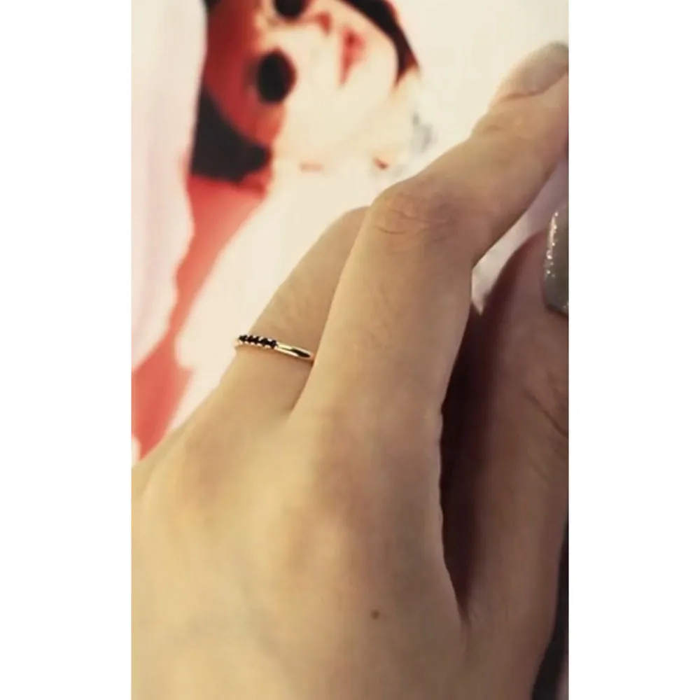 Dainty 14k Gold Plated S925 Black Melee Diamond Ring,‎ Size 7 - Image 13