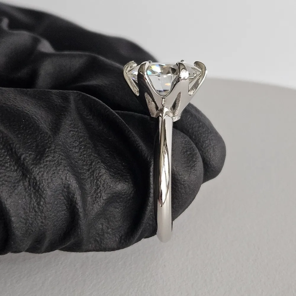 5ct Moissanite 6 Prong Solitaire Ring, Claw Prong - Image 3