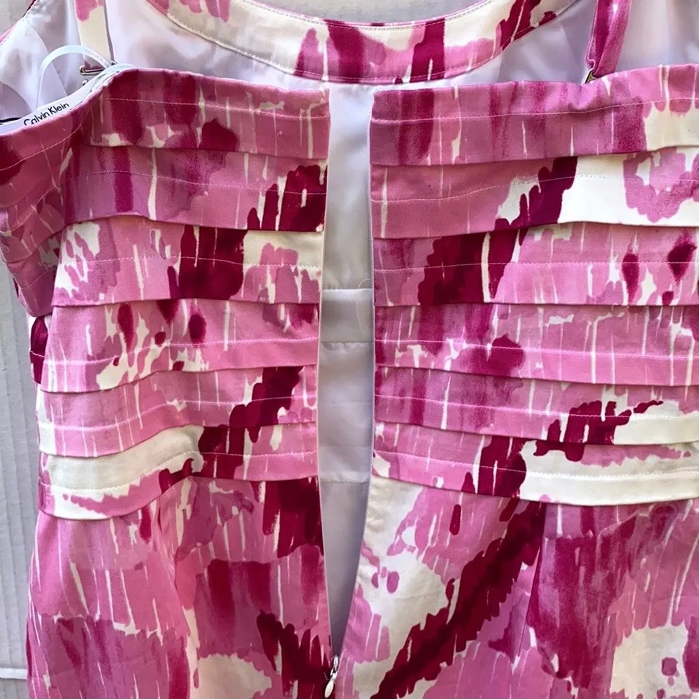 NWT Calvin Klein Womens size 6 pink pleated sleeveless spring floral party dress - Image 8