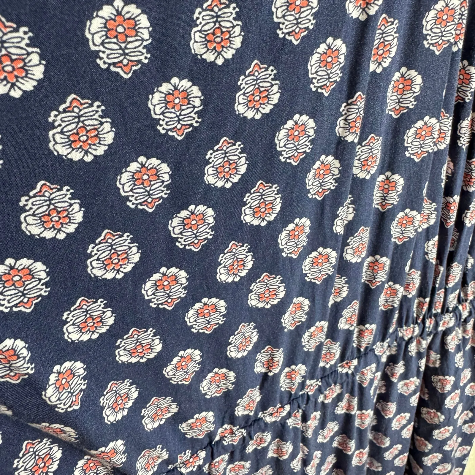 Gap Navy Coral Floral Scoop Neck Racerback Lightweight Rayon Maxi Dress Size L - Image 4