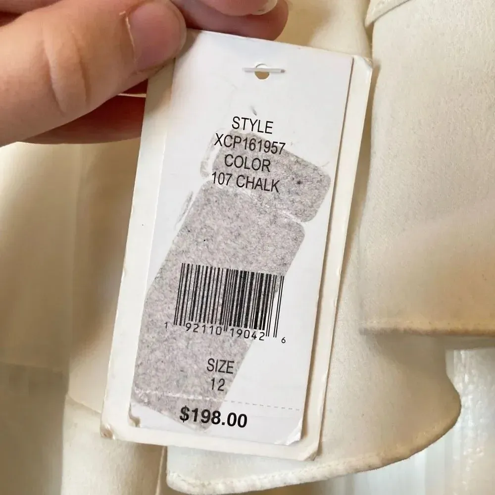 NWT Halston Women's White V Neck Flutter Short Sleeve Maxi Long Dress Size 12 - Image 7