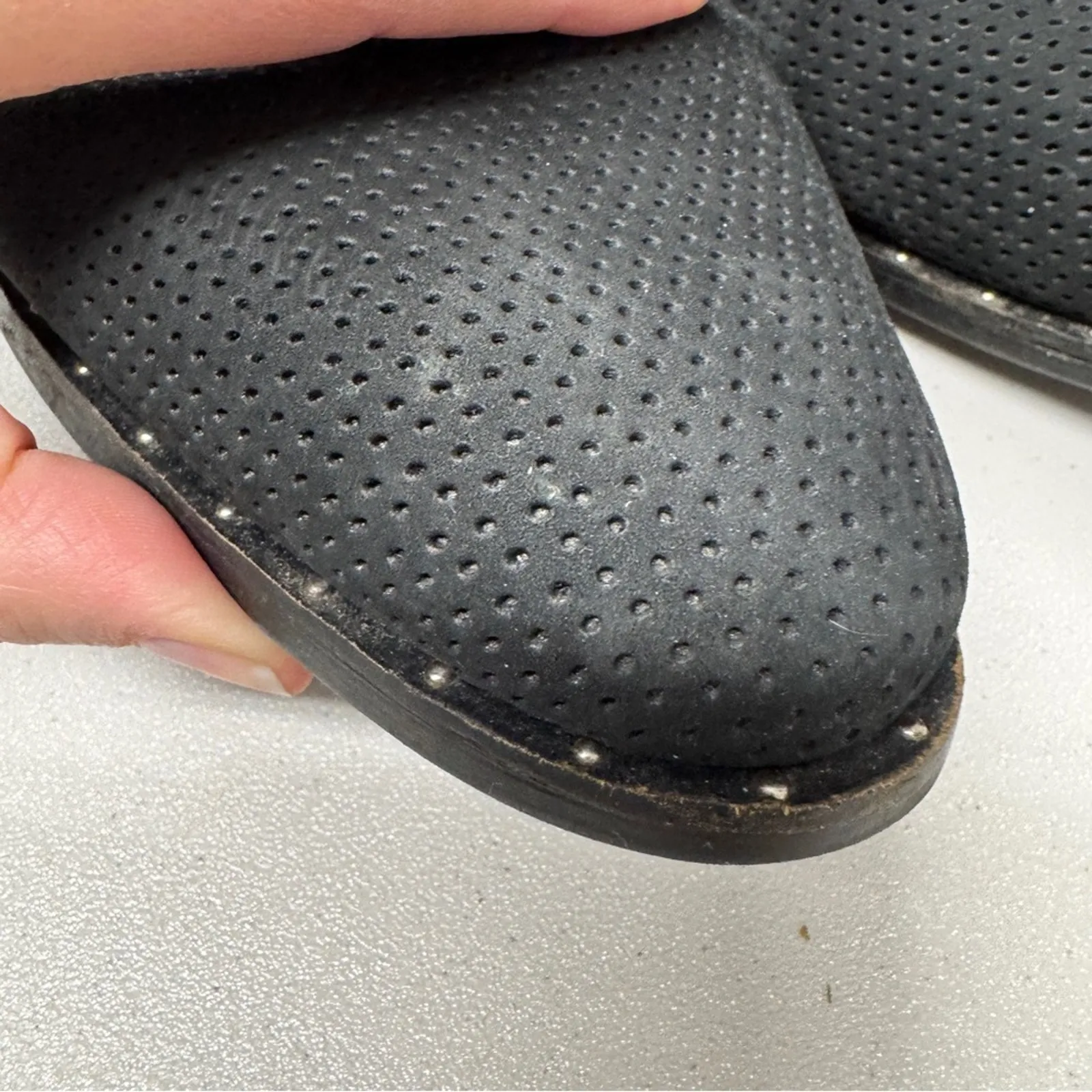 Steven Steve Madden Black Suede Leather Ankle Boots Studded Womens 11 Moto Goth - Image 6