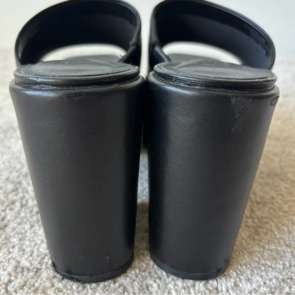 Gianni Bini Lomah Leather Square Toe Platform Black Sandals Y2K - Image 5