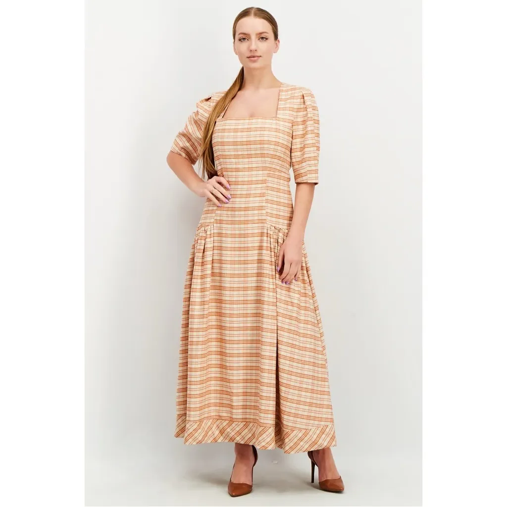 Jonathan Simkhai Tailored Clay Plaid Button - Image 8