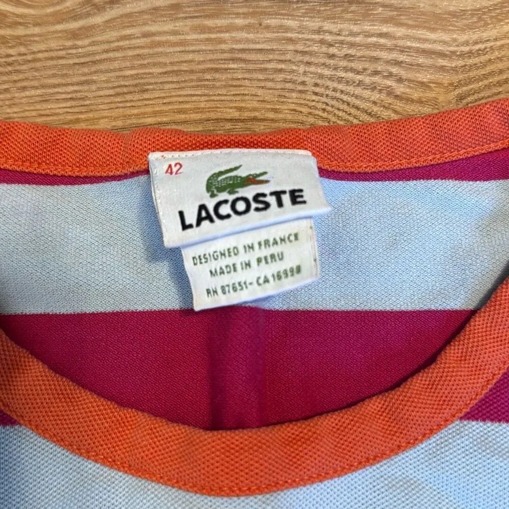Lacoste vintage pink and blue striped long sleeve size 42   Has some bleach stai - Image 2