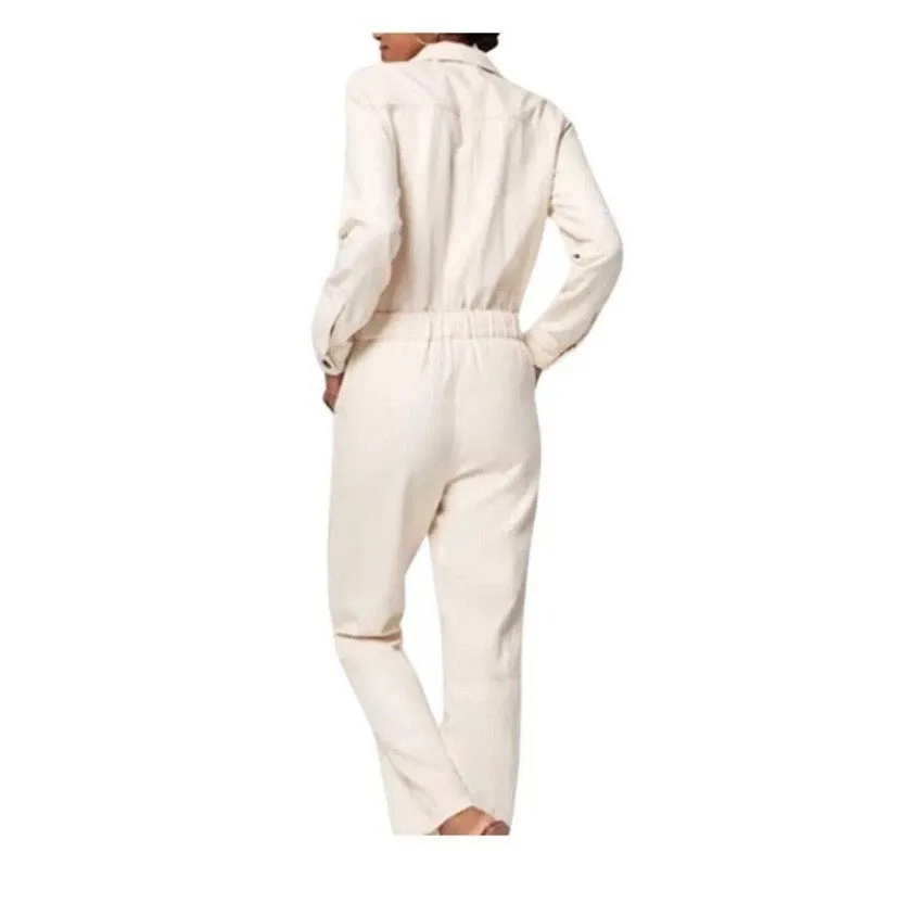 Faherty Jumpsuit Womens Large  Overland‎ Twill Cream Long Sleeve Organic Cotton - Image 3