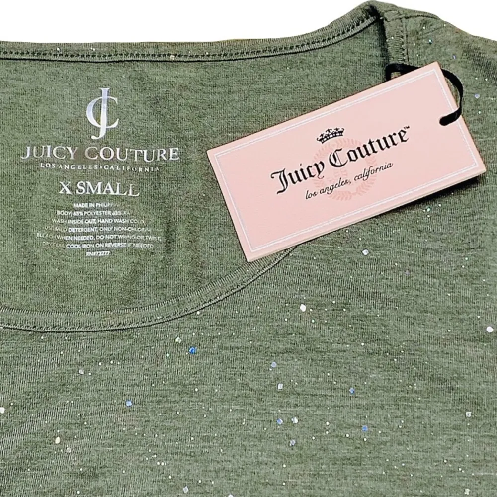 Juicy Couture Women’s XS Top “Sequin Dreams”Sparkly Knot Tie Asymmetrical Shirt - Image 6