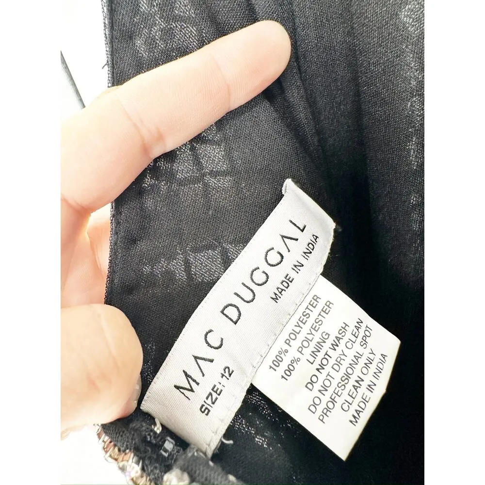 Mac Duggal 93551 Black Beaded Spaghetti Strap Column Gown Size 12 - Image 8