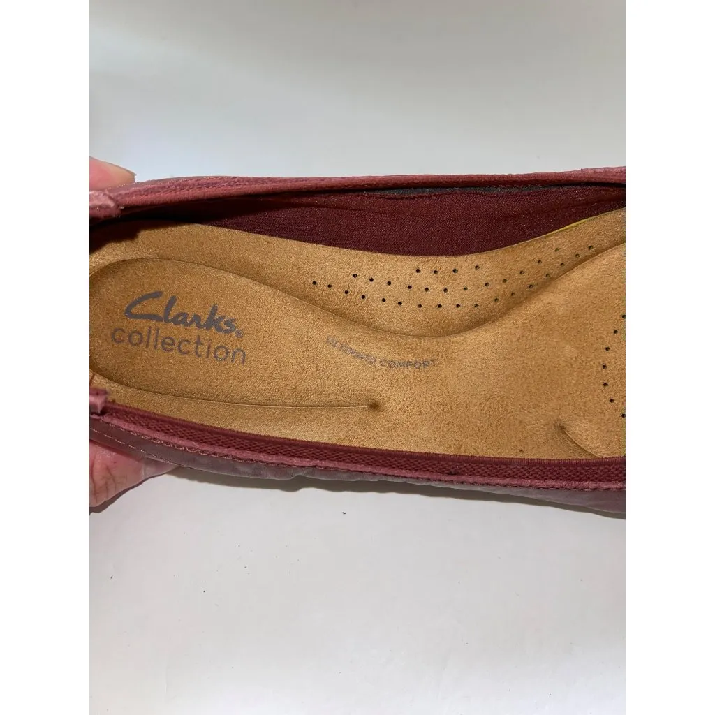 Clarks Collection Leather Ballet Shoes Burgundy Brown Womens Size 11W Meadow Rae - Image 5