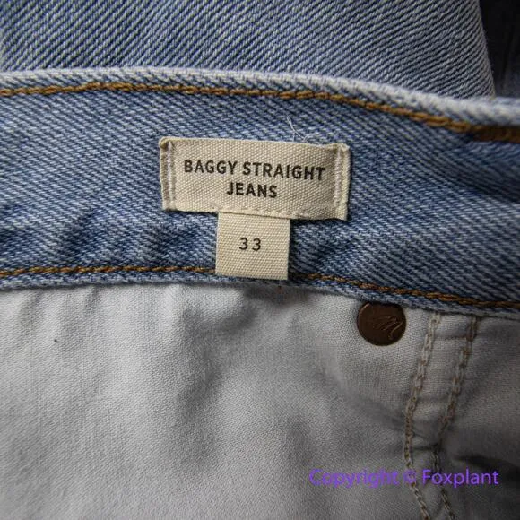 NEW Madewell Baggy Straight Jeans in Berteau‎ Wash, 33 - Image 15