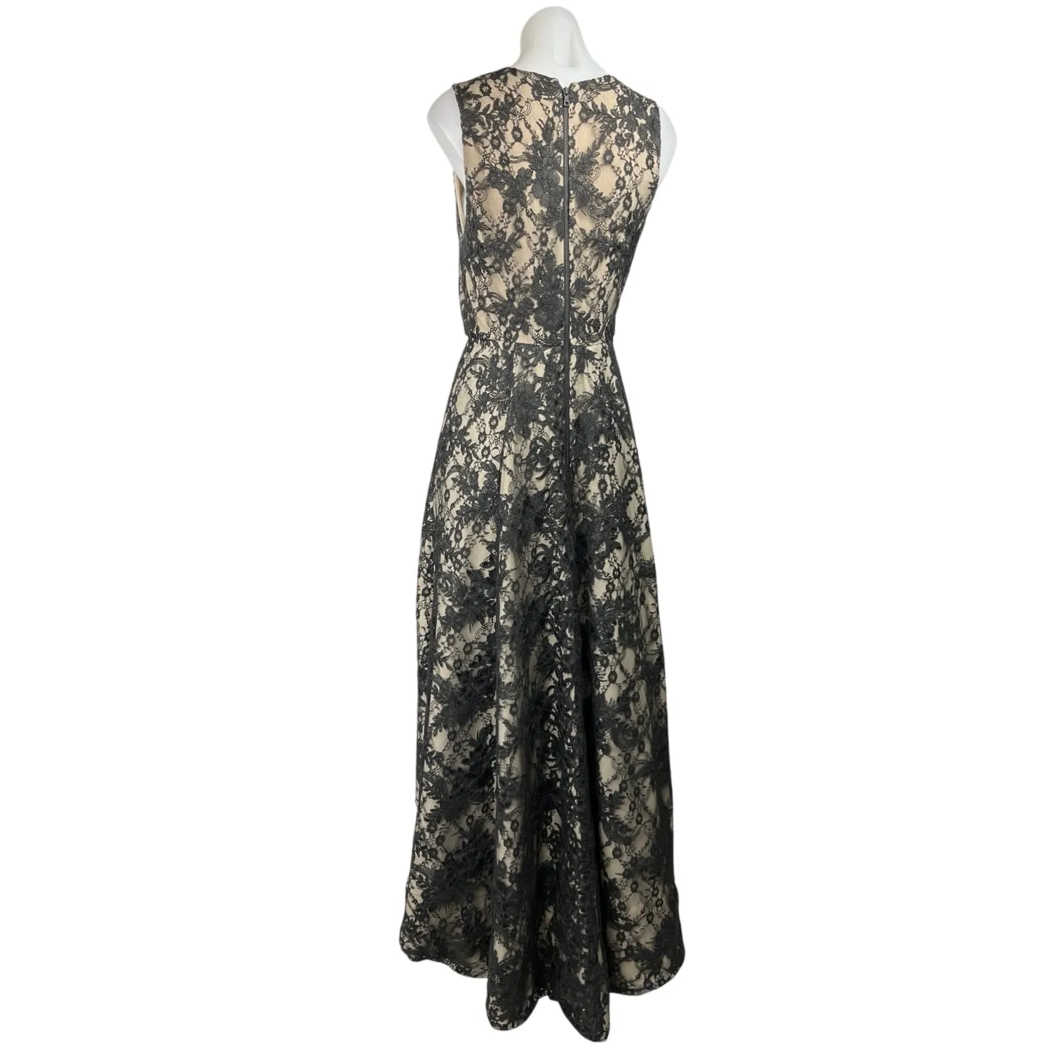Alice + Olivia Aveena Black Floral Lace Sleeveless High Low Evening Formal Dress - Image 4