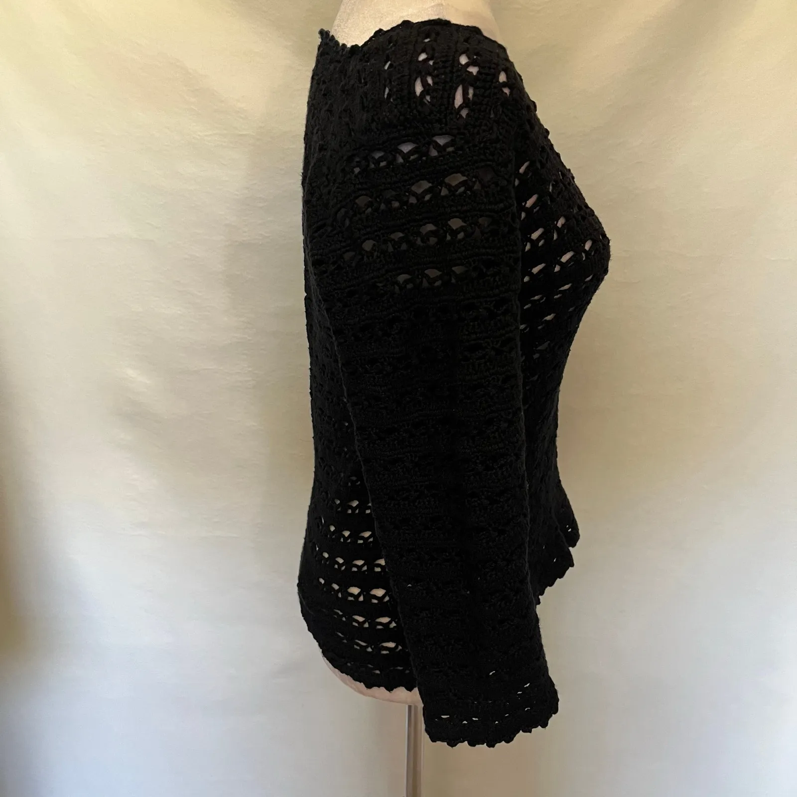 Handmade  Crochet Open Womens Sweater Sz S Y2K Witchy Fairy Grunge Festival Goth - Image 3