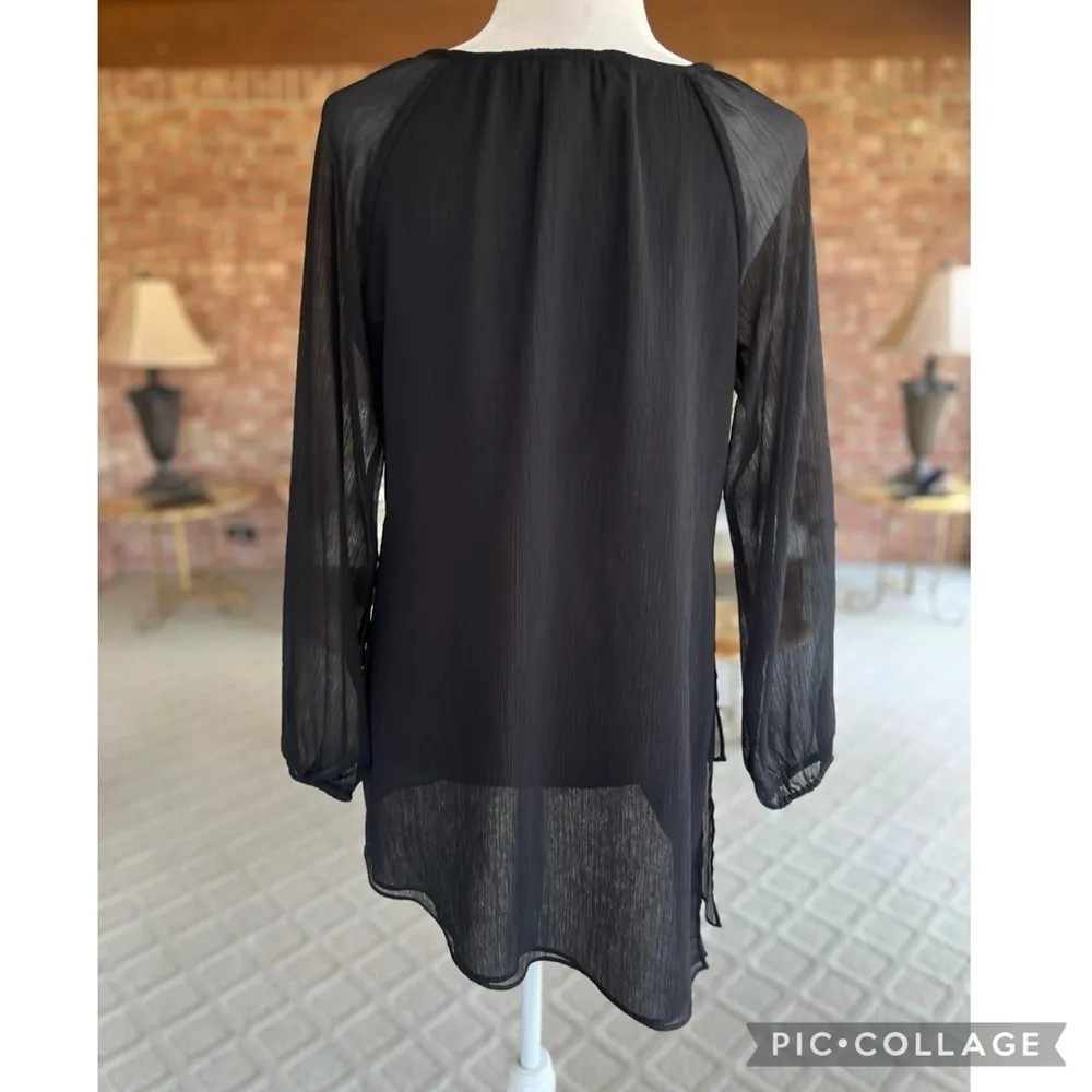 WHBM Top Tunic Black Gauze Asymmetrical Layered 4 Dressy Boho Party Cocktail - Image 10