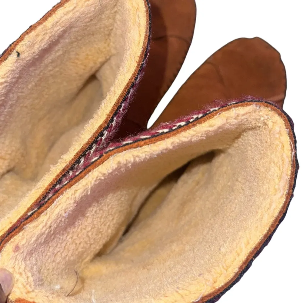 TOMS Nepal Suede Boots Aztec Trim Lace Up Booties Women 7.5 Faux Fur Lining BOHO - Image 10