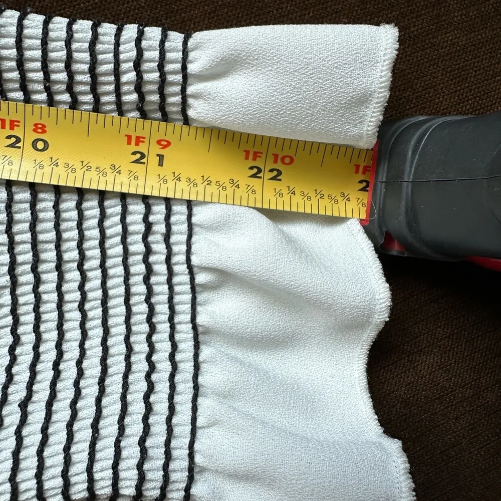 Norton McNaughton White Sheer &  Black Thread Collard Button Down Blouse Sz 10P - Image 10