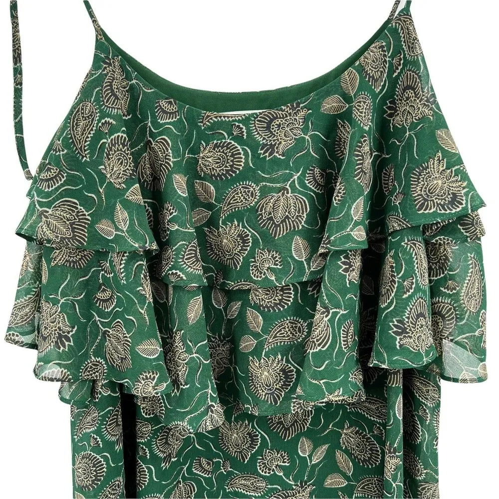 Rebecca Minkoff Green Ruffle Sleeveless Floral Long Dress Size 8 - Image 22