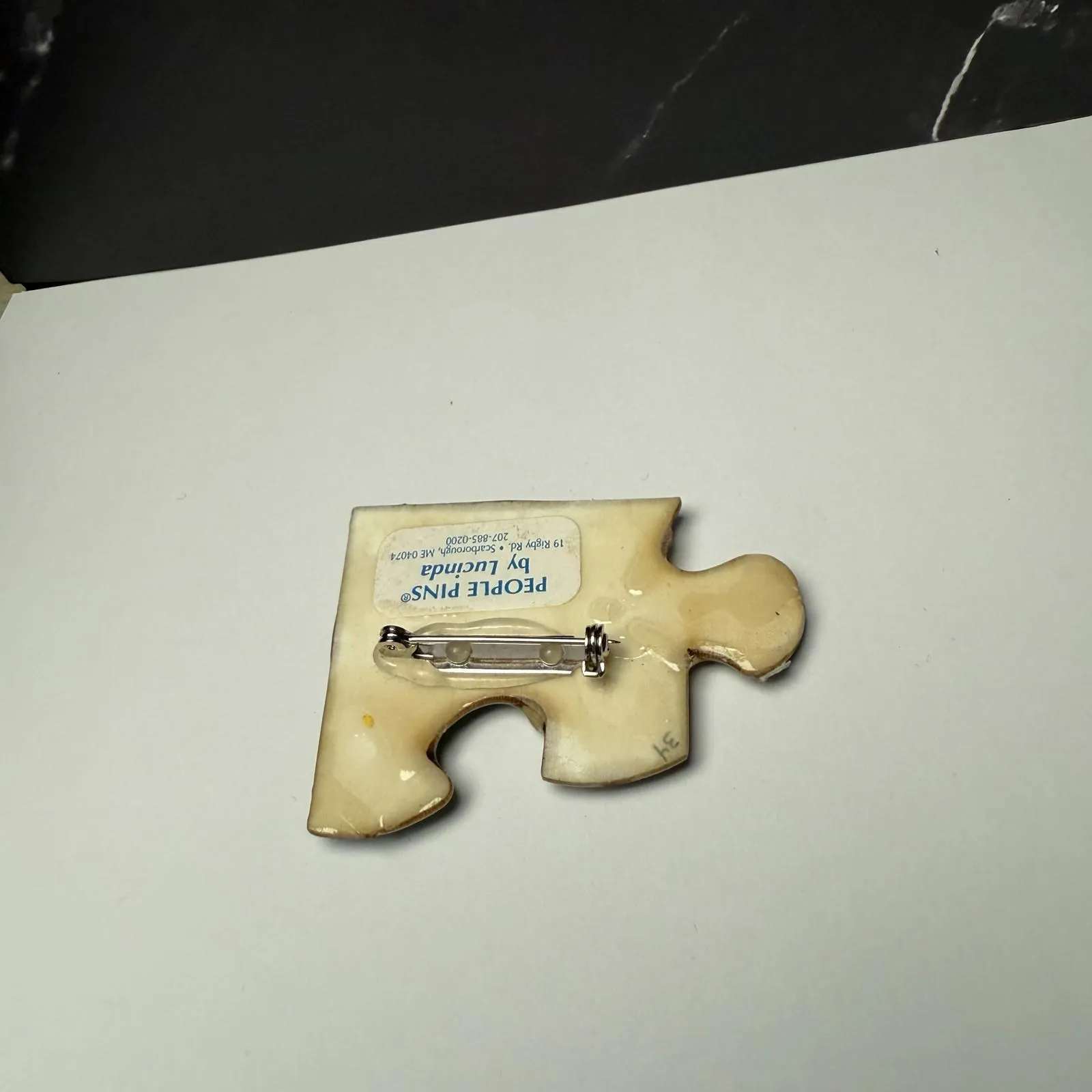 Puzzle Piece Signed People Pins By Lucinda Brooch Pin Handcrafted Hand Made - Image 4
