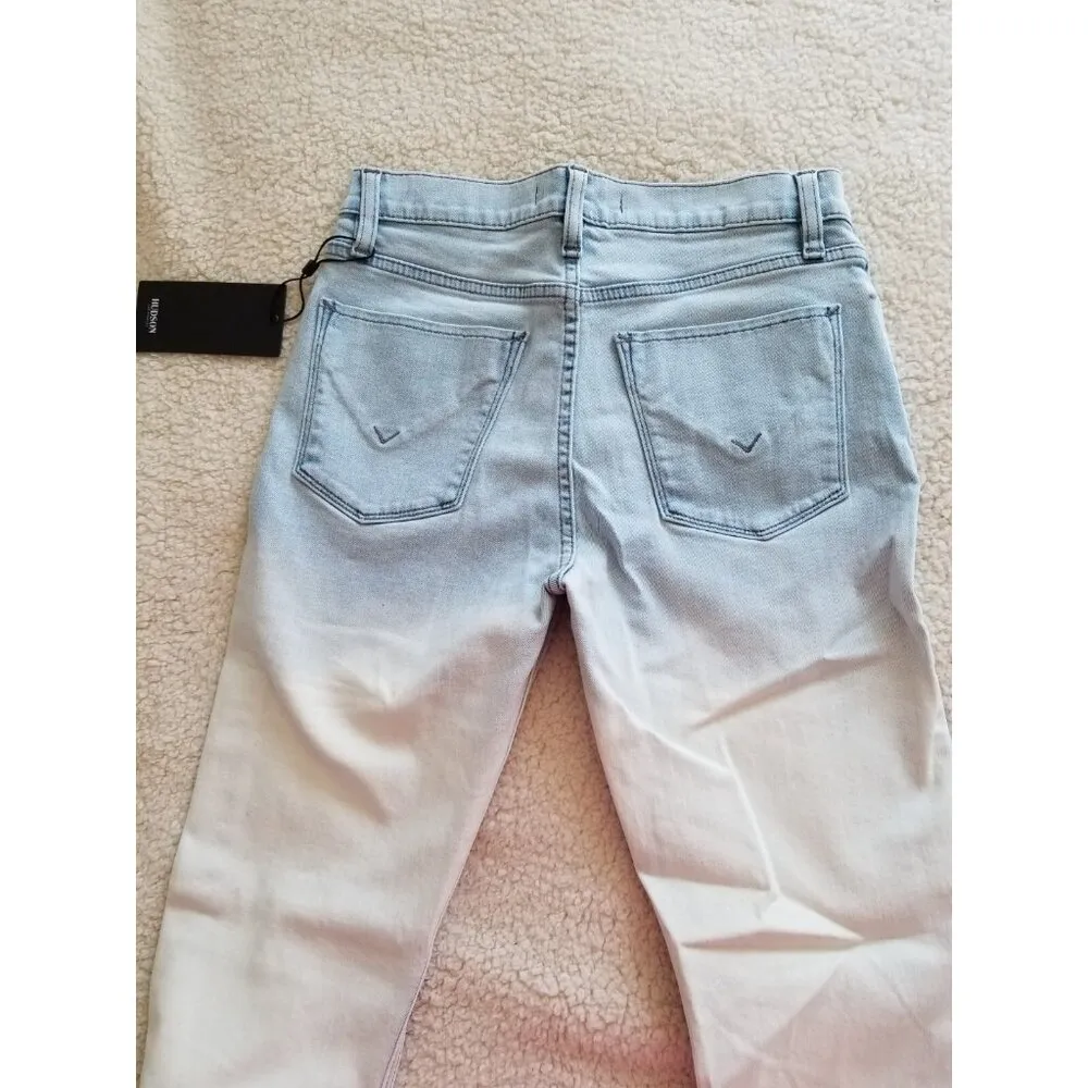 Hudson Jeans Drew Mid-Rise Flare Leg Crop Bleach Dip Blue Jeans Womens Size 25 - Image 8