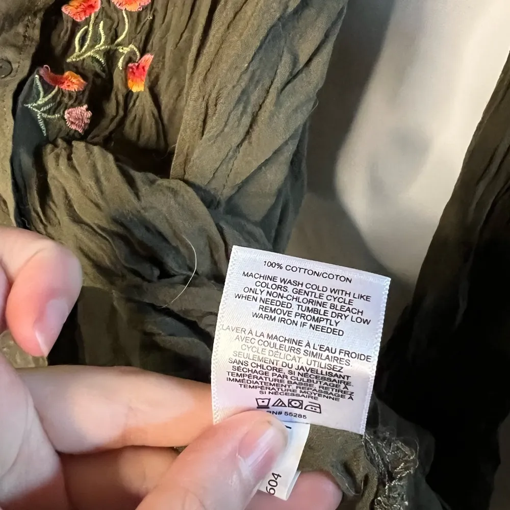 Express Gauze Cotton Embroidered Cottagecore Boyfriend Button Up - Image 5