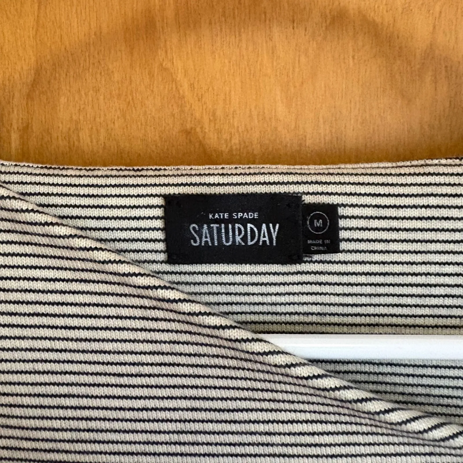 KATE‎ SPADE SATURDAY Striped Knit Dress M Long Sleeve Asymmetrical Neckline Gray Size M - Image 3