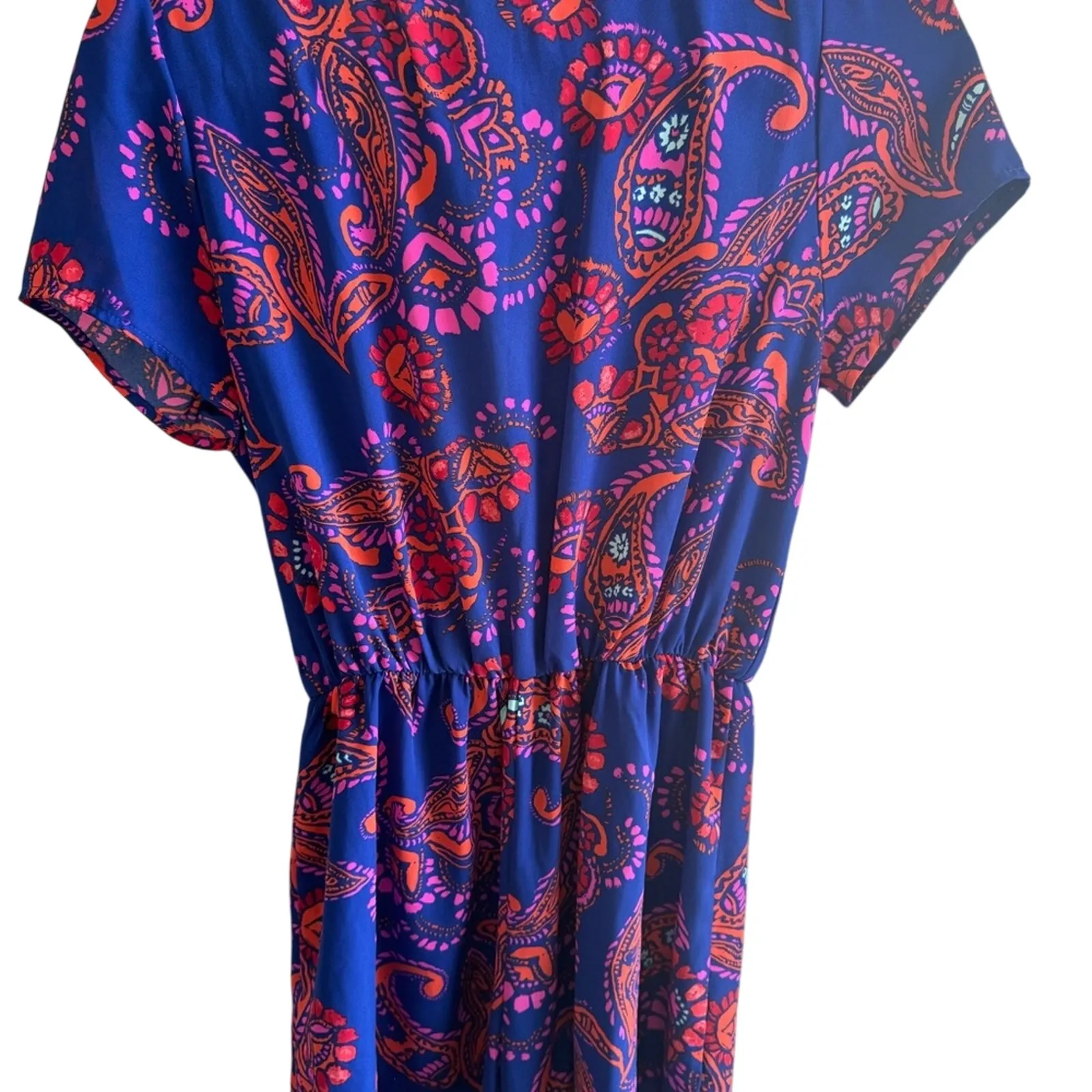 Everly Romper NWT Blue and‎ Red Paisley Size Medium - Image 2
