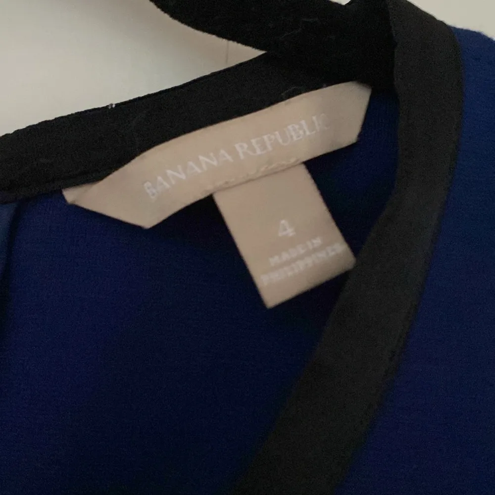 Banana Republic Fit‎ & Flare Dress Size 4 Pleated Skirt Color Block Blue Black - Image 7