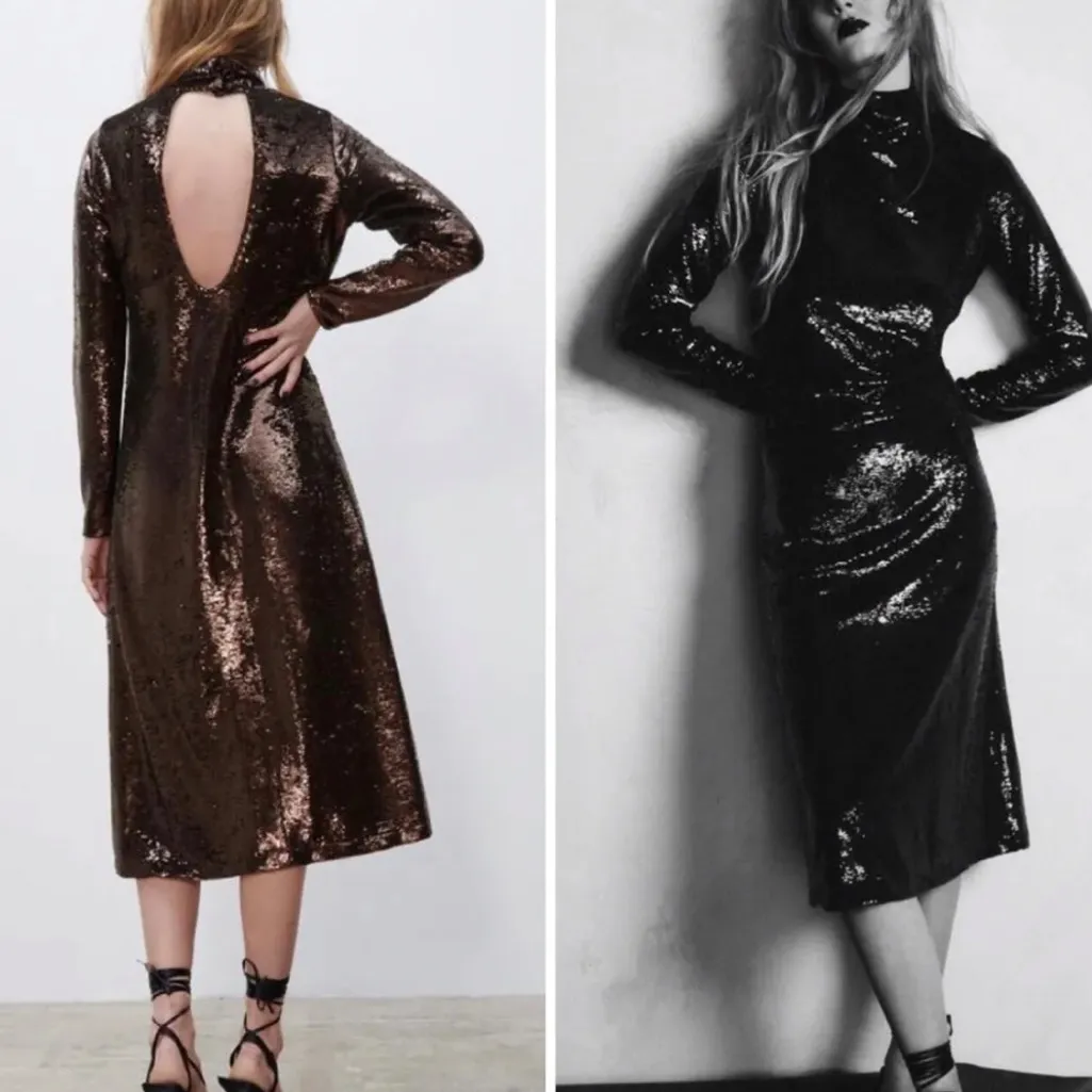 NWT ZARA BLOGGERS FAV LIMITED EDITION  ALL OVER SEQUINS MIDI DRESS - Image 8