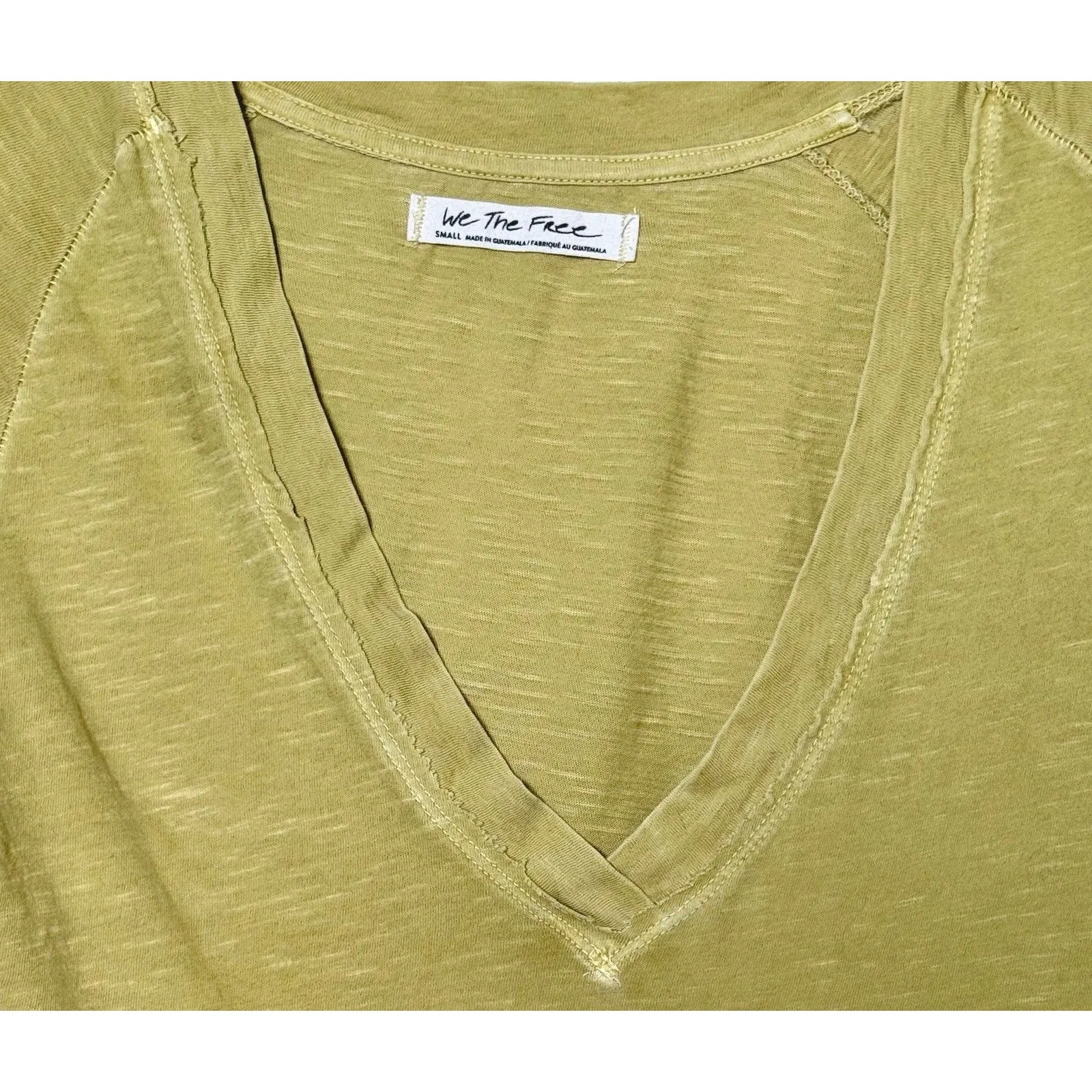 Free People We The Free Sun Valley Tee M V-Neck T Shirt Yellow/Green Small - Image 4