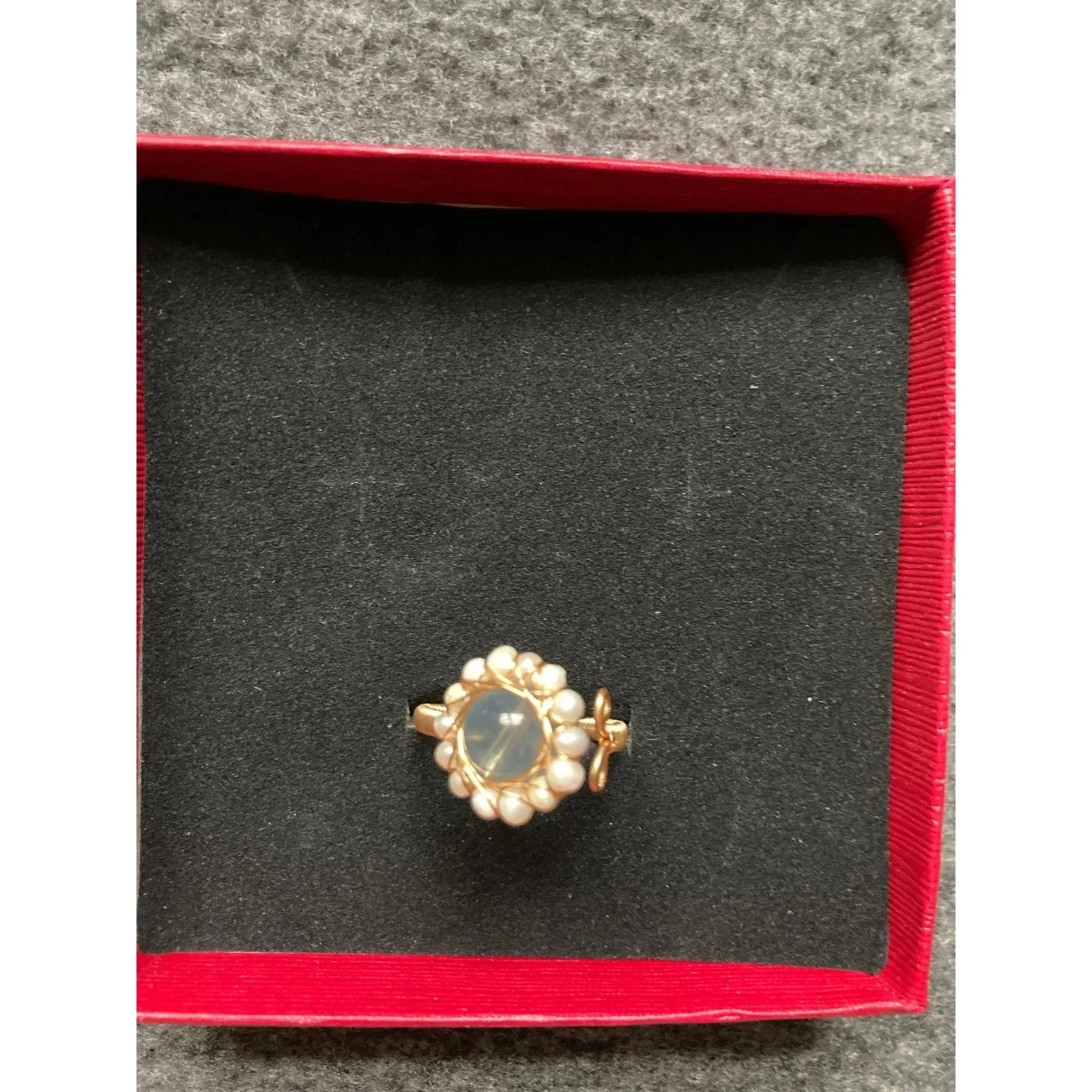 Retro small Aquamarine Freshwater Pearl Lace 14K Golden Filled Hand - Image 6