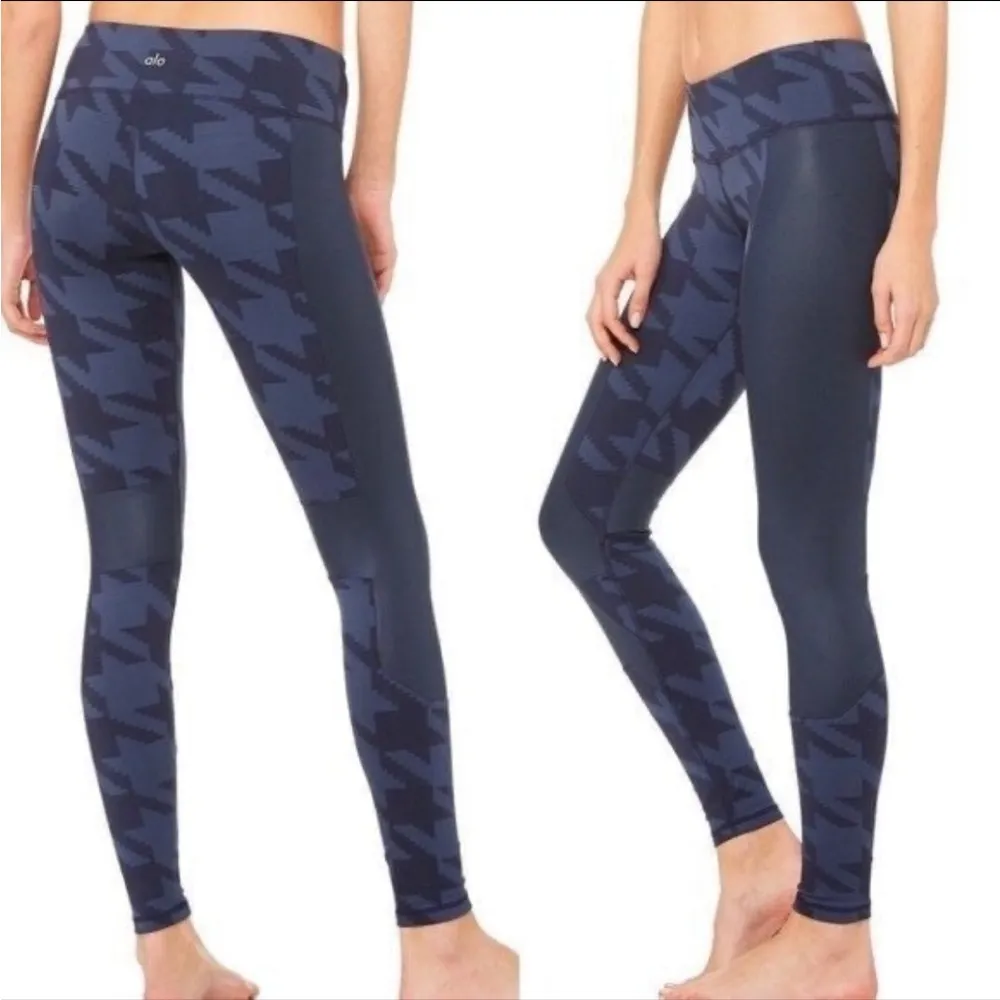 ALO Yoga Blue Houndstooth Full Length Leggings XS Legging - Image 2