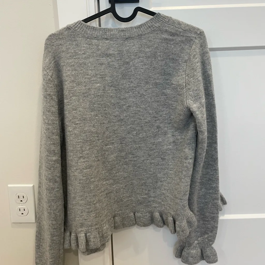 CeCe  Gray Button-Down Ruffle Hem Top - Image 6