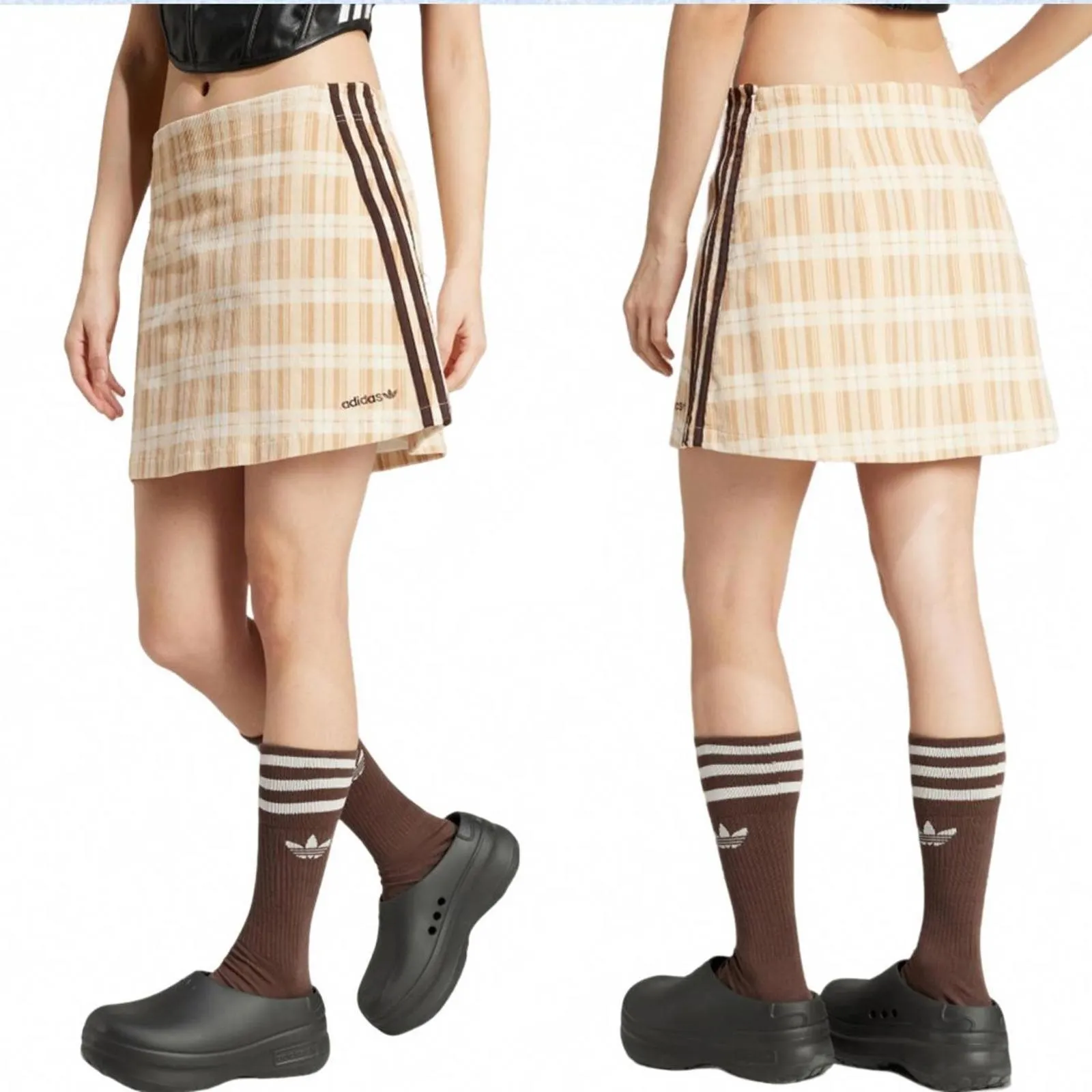 Adidas Tartan Corduroy A-Line Skirt Sand Strata Women's M - Image 2