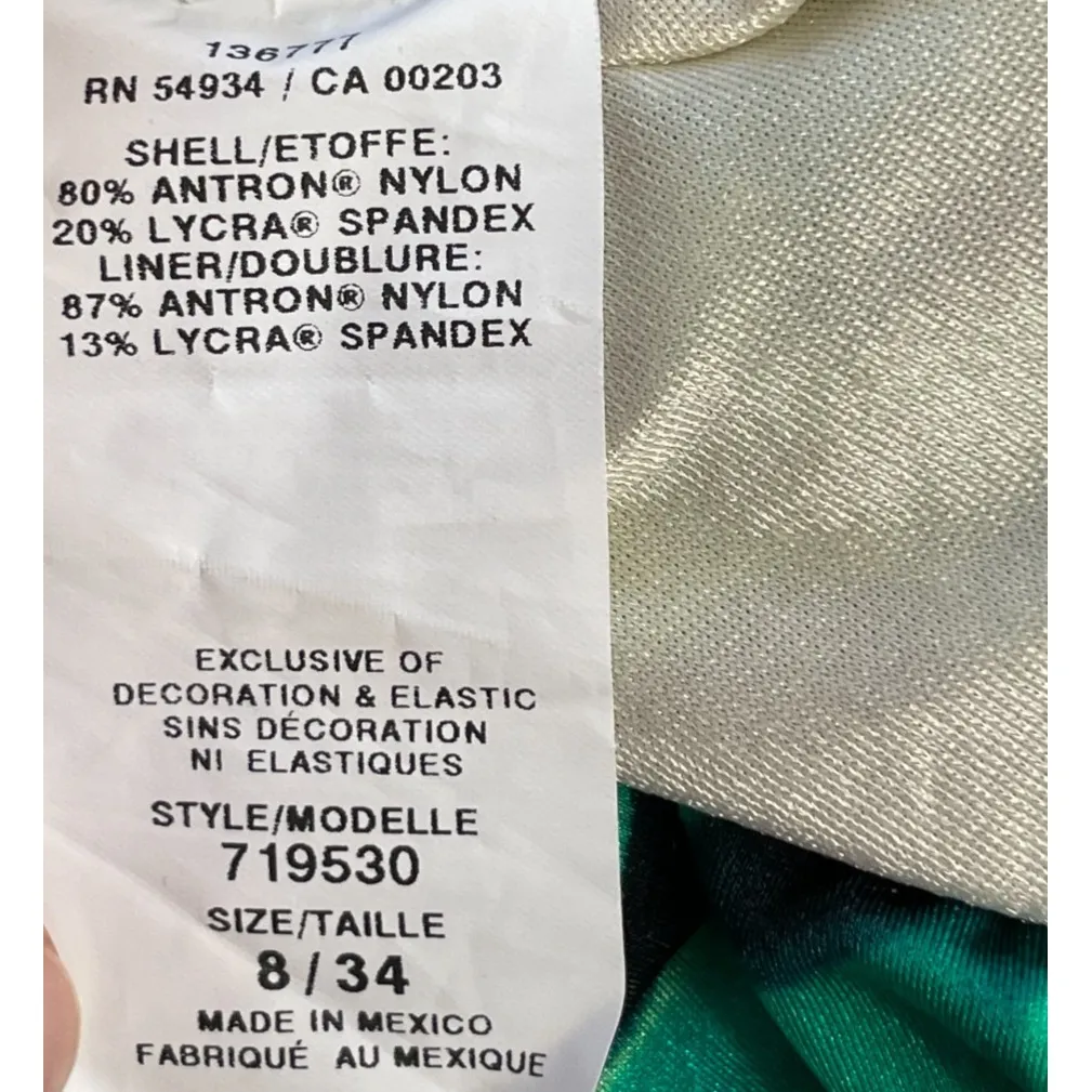 Vintage Speedo One Piece‎ Swimsuit Women 8/34 Green High Cut Open Back Retro New - Image 7