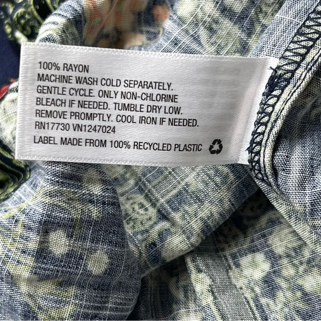 Agua Bendita x Target Dress Womens Size XL Blue Dainty Mini‎ Floral Tile Print - Image 4