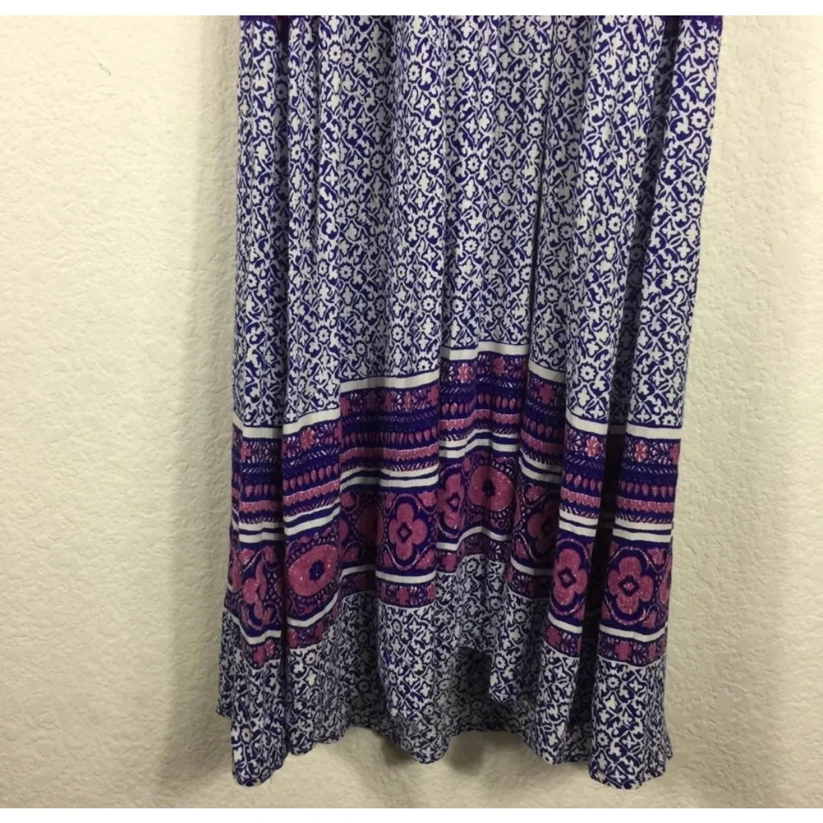 Free People She's a Lady Reversible Midi Dress XS Purple Tribal Mix Print Boho - Image 11