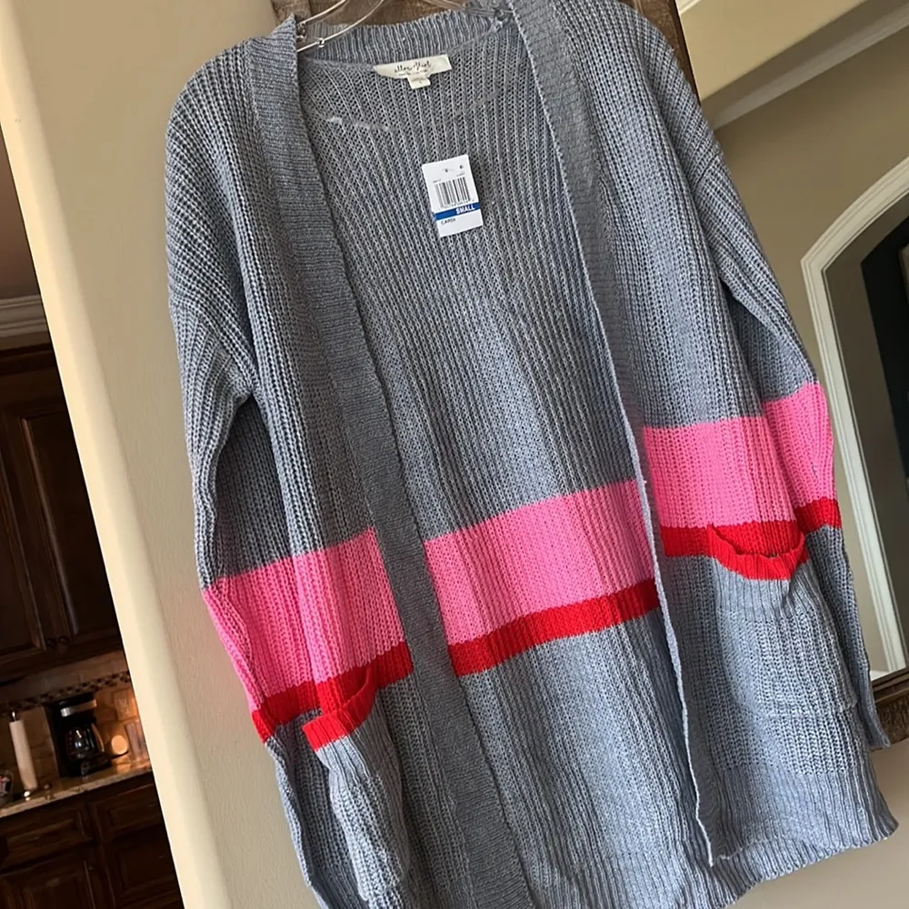 Ultra Flirt New York Los Angeles Gray Crochet Knit Sweater Cardigan Womens Small - Image 8